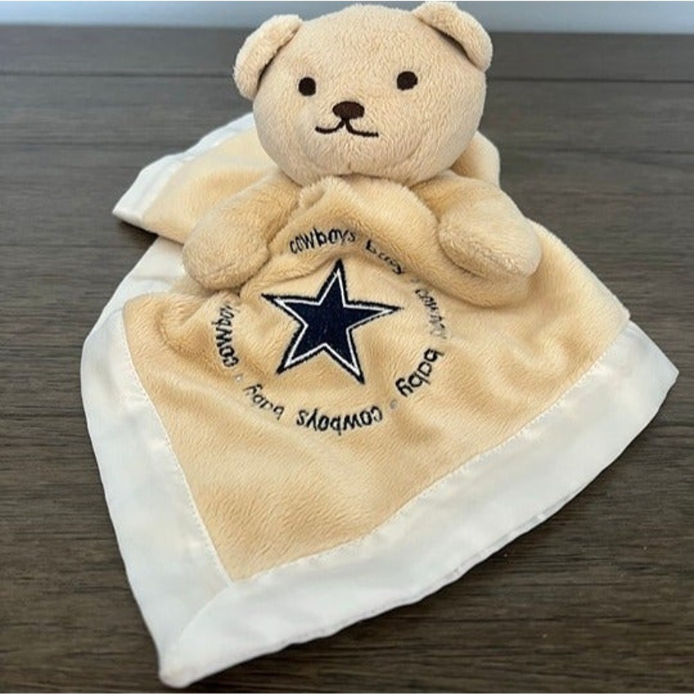 Baby Fanatic NFL Dallas Cowboys Teddy Bear Security Blanket Plush Lovey Tan Star